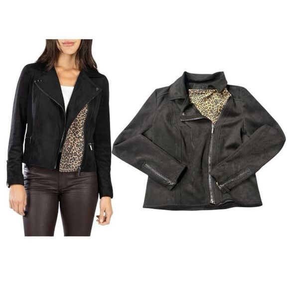 Kut From The Kloth Jayden Faux Suede Black Moto Jacket Size XS - Picture 1 of 13